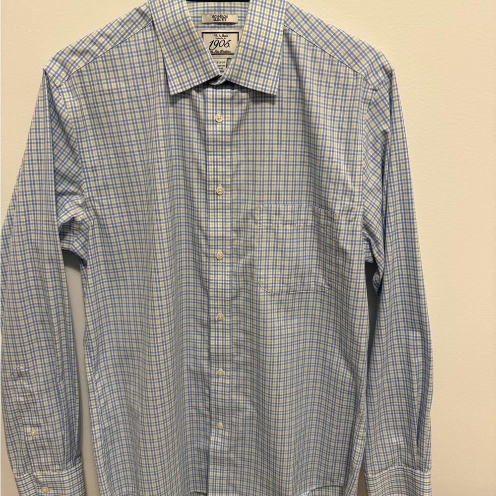 Jos. A. Bank Light Blue and White Plaid Shirt